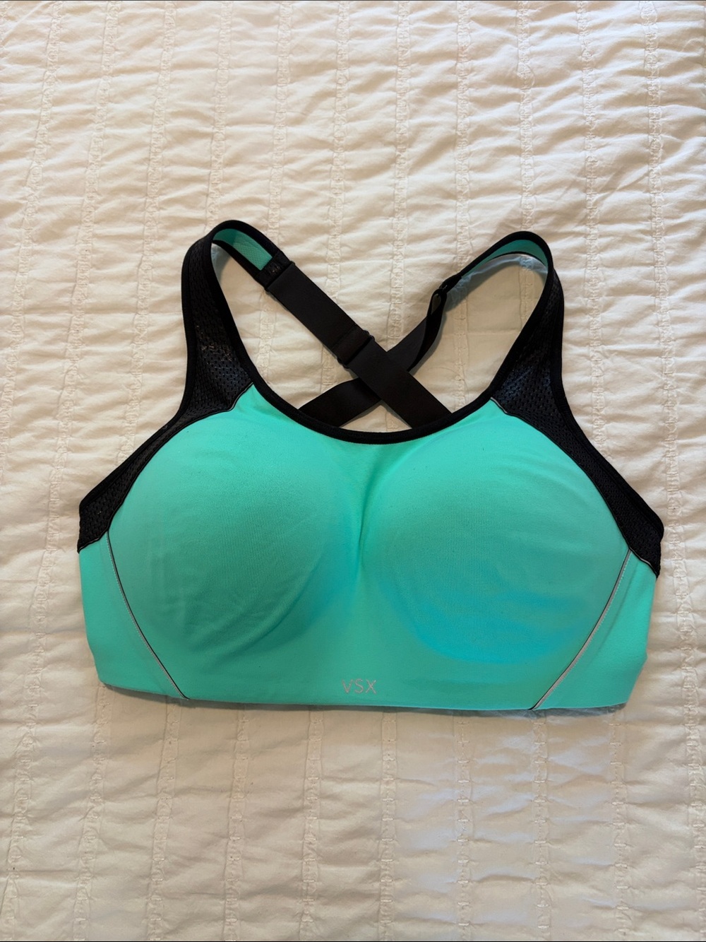 VSX Mint Green High-Support Sports Bra with Black Mesh Trim